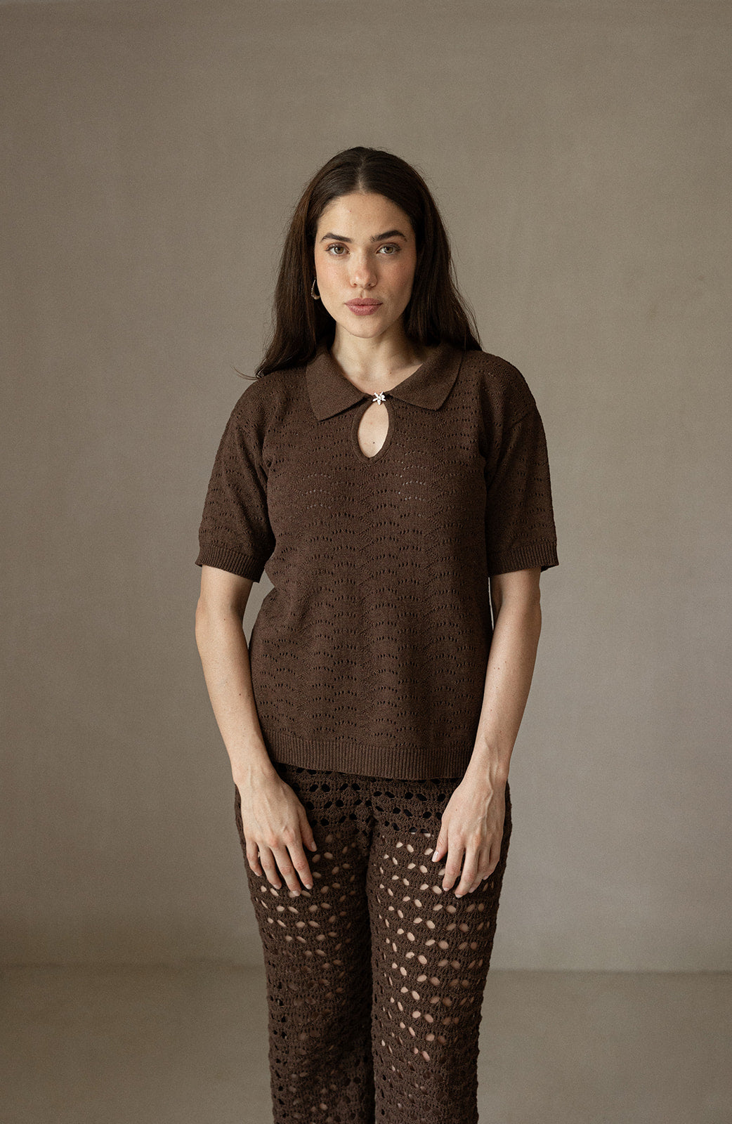 Pantalón Tejido Conchitas Café