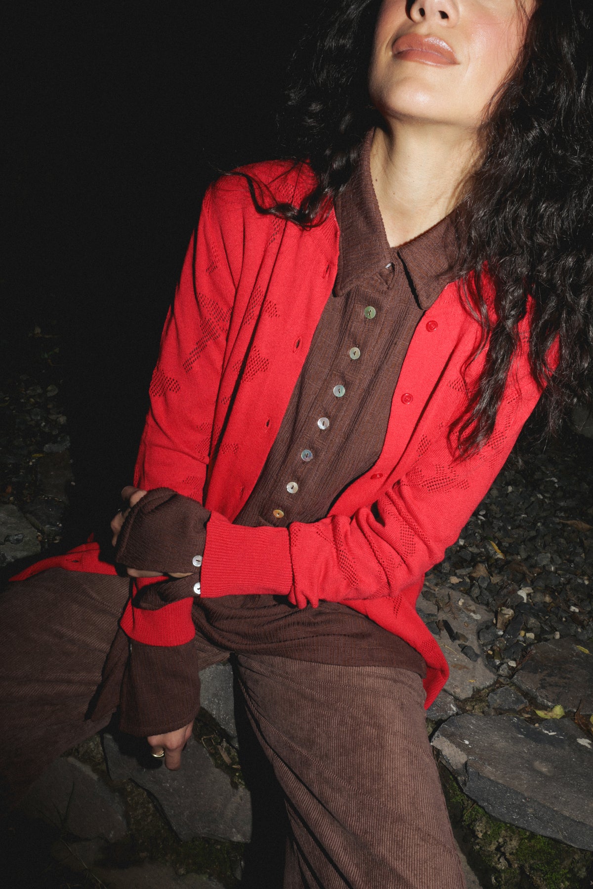 Cardigan Orchidae Rojo