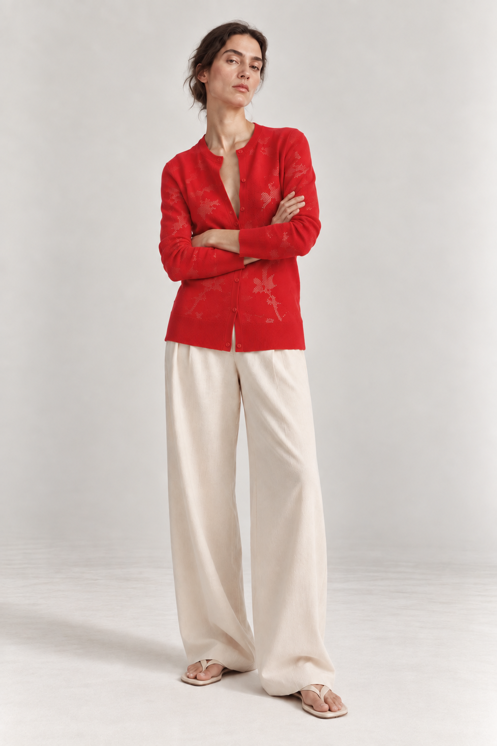 Cardigan Orchidae Rojo
