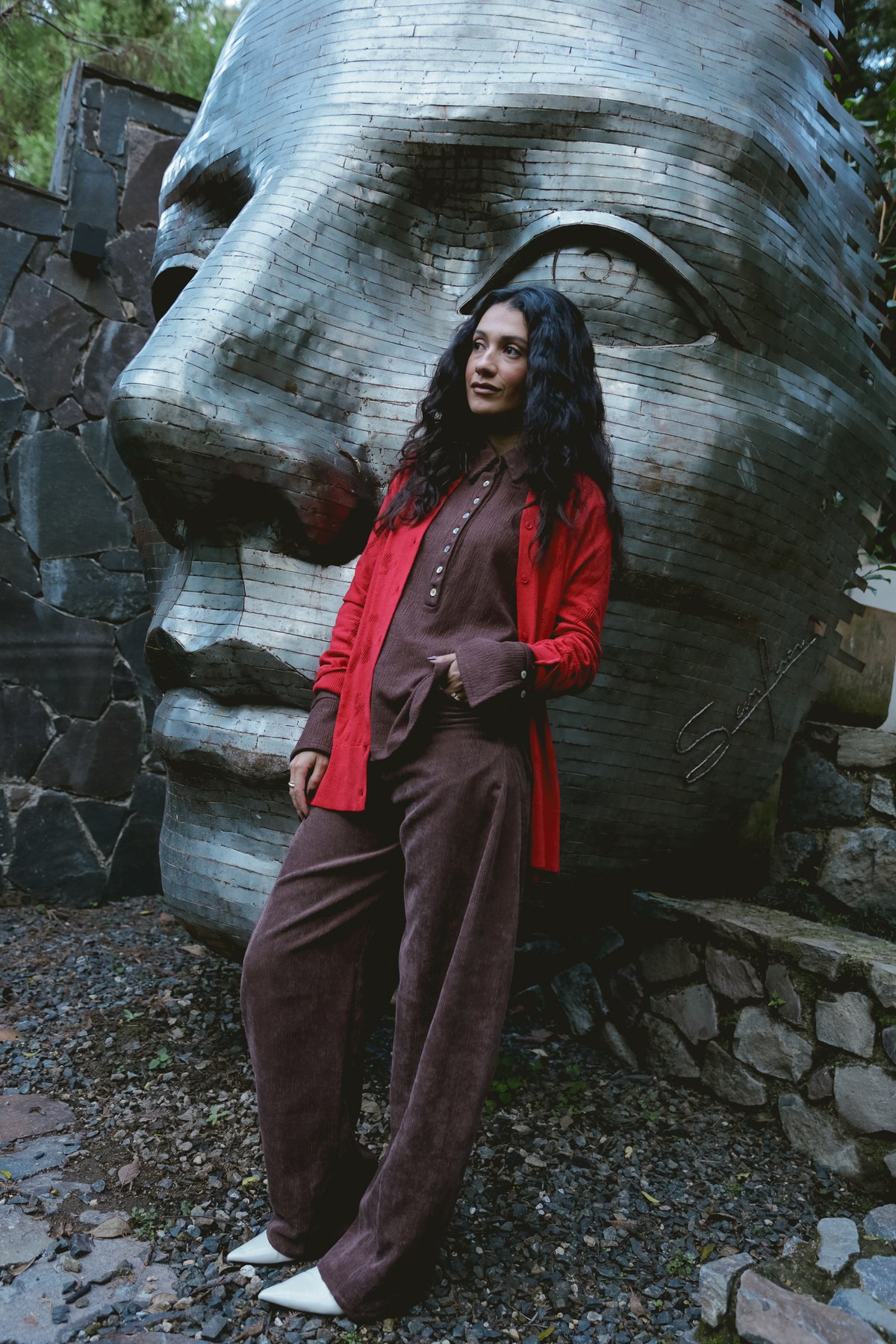 Cardigan Orchidae Rojo