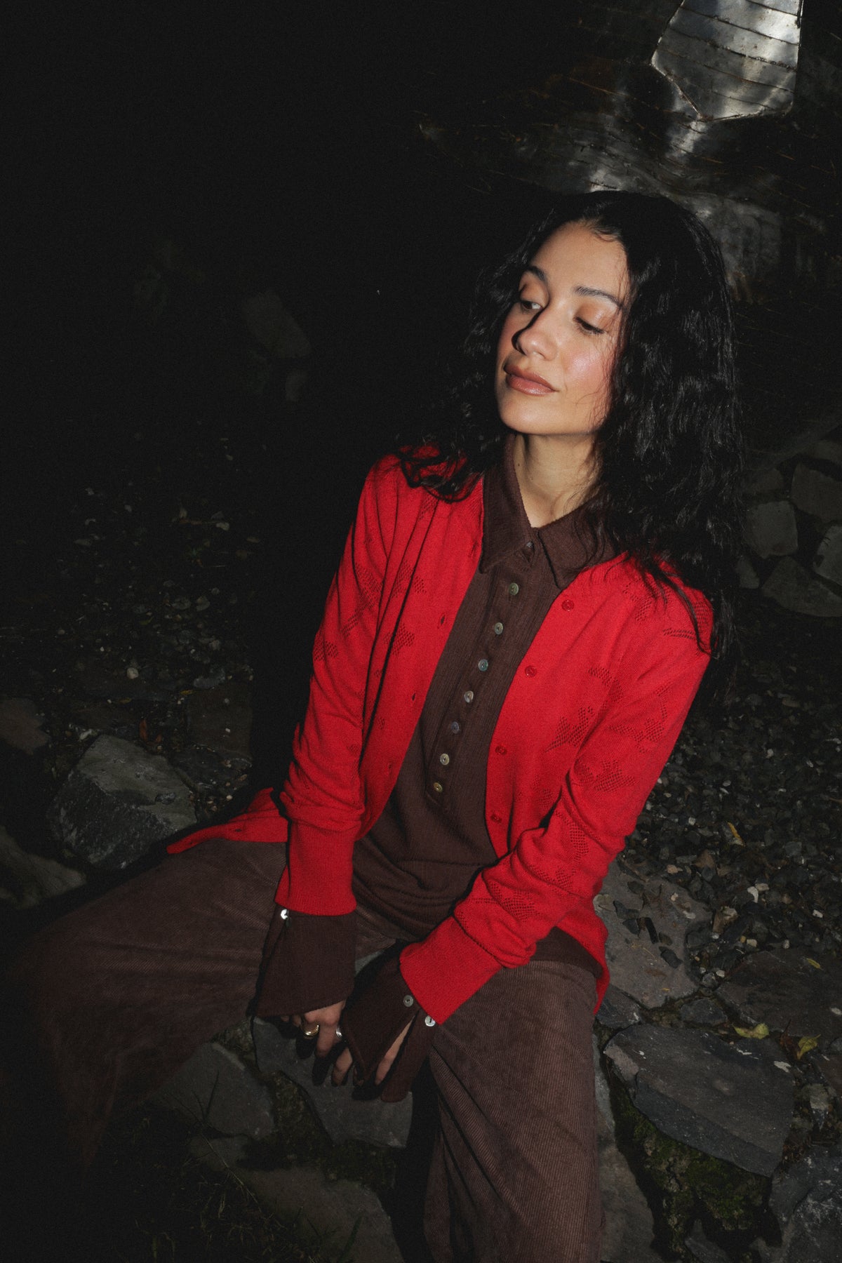 Cardigan Orchidae Rojo