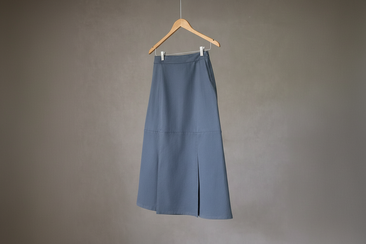Falda Palma Midi Azul Acero